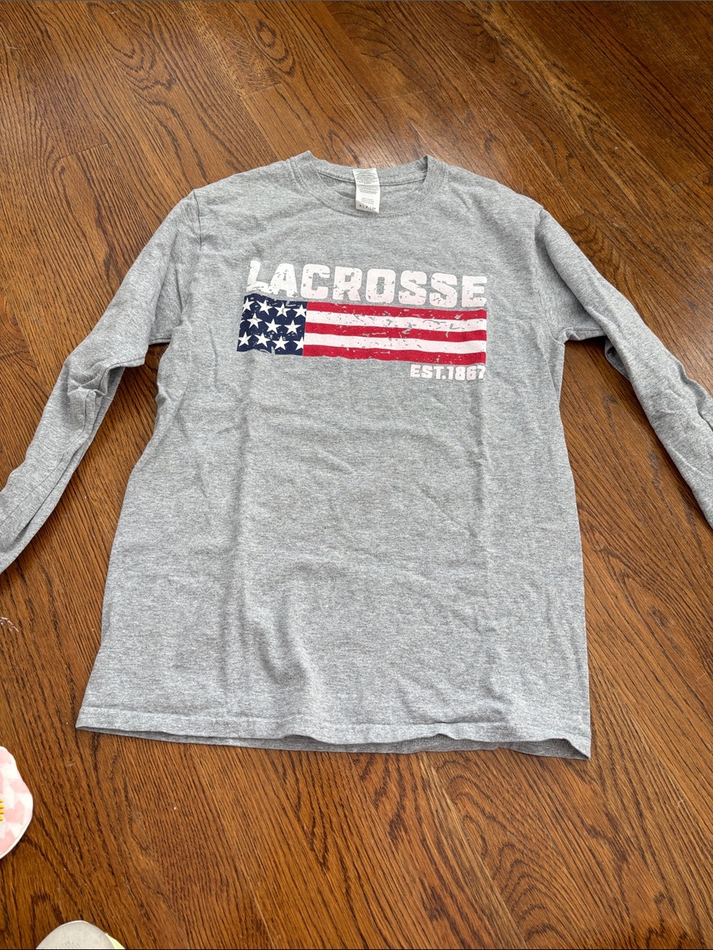 Gildan Gray Crewneck Graphic Tee with Distressed Text